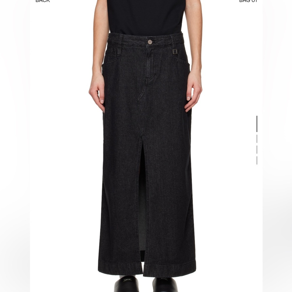 WOOYOUNGMI | Black Vented Denim Maxi Skirt